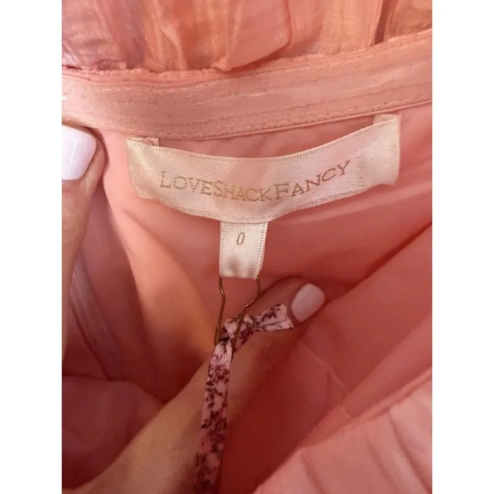 LoveShackFancy Katrina Dress Sunrise Sorbet Strapless Maxi Crystal Brooch 0 NWT - Picture 10 of 16